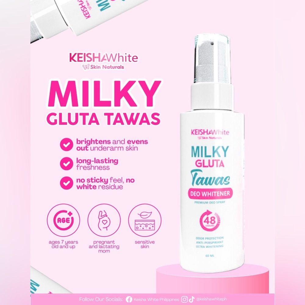 Keisha White Milky GlutaWhite Deo Spray - Pink/White